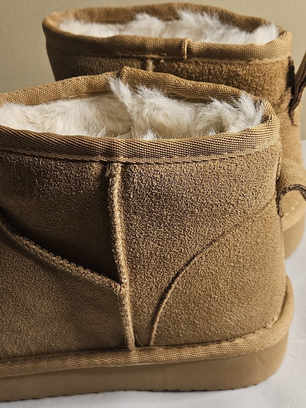 Serra Cozy Tan Suede Shearling Boots Size 7